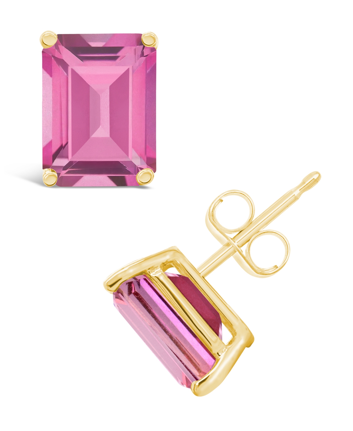 Pink Topaz 4 ct tw Stud Earrings in 14K Yellow Gold or 14K White Gold  Gold