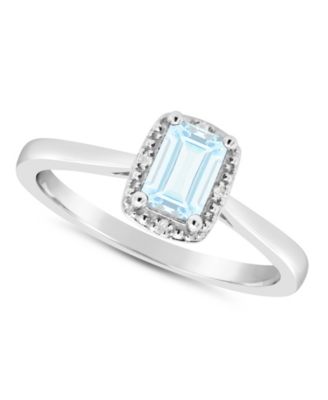 Gemstone and Diamond Accent Ring in Sterling Silver
