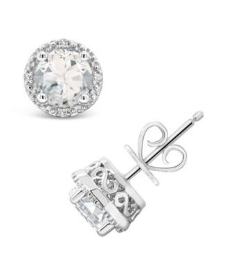 White Topaz (2 ct. t.w.) and Diamond Accent Stud Earrings in Sterling Silver