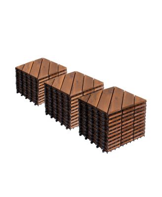 Acacia Wood Interlocking Deck Tiles - Waterproof Outdoor Flooring