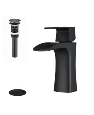 ADA Waterfall Bathroom Faucet - Single Handle Brass Faucet with Drain, 1-Hole