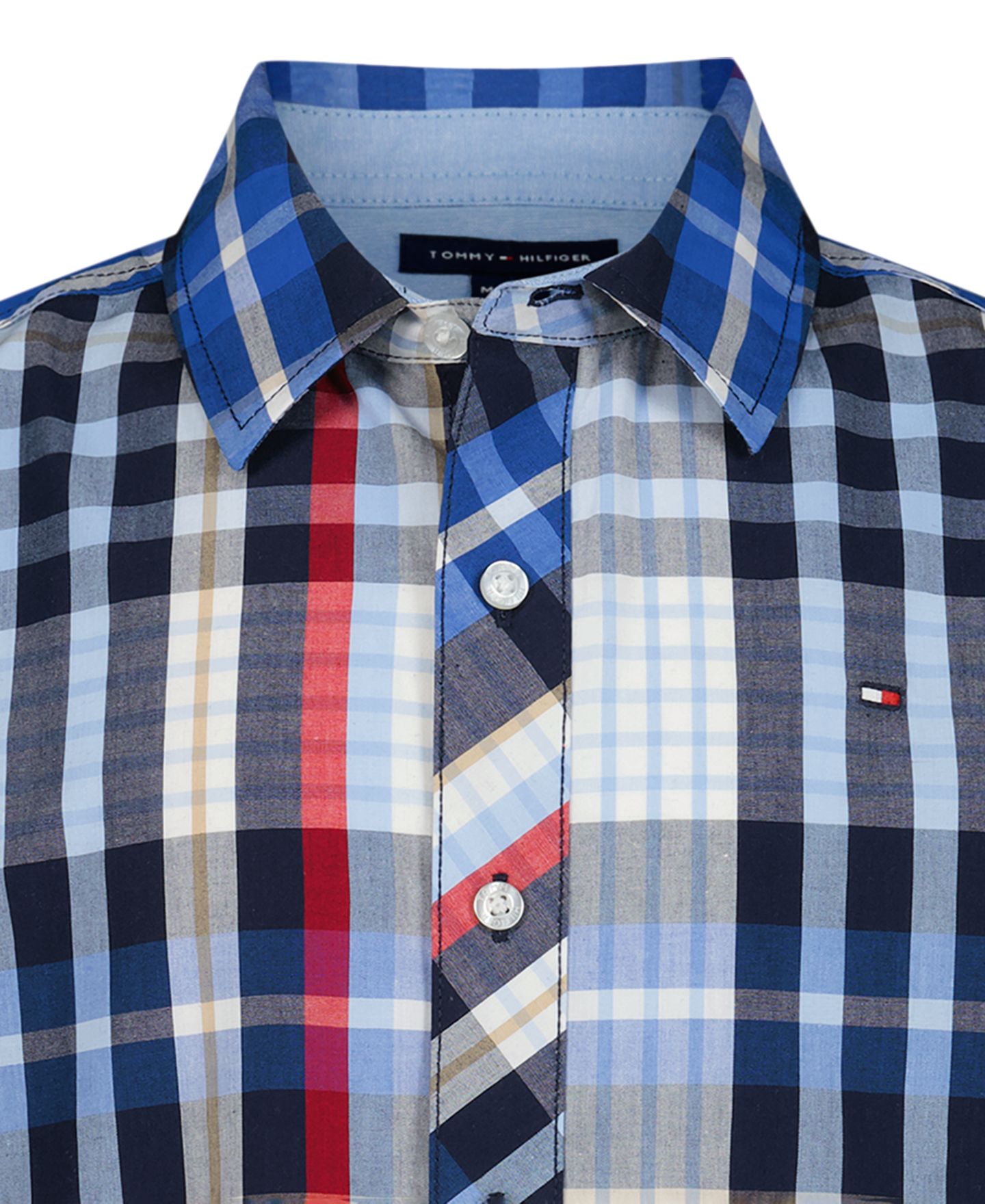 Рубашка Tommy Hilfiger Plaid Short-Sleeve Button-Front Shirt для мальчиков, цвет: Тёмно-синий — фото 4