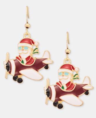 Santa Claus Pilot Plane Drop Earrings