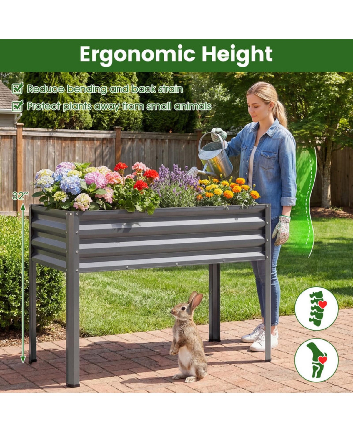 Gouun Metal Raised Garden Bed Set of 2 with Elevated Legs