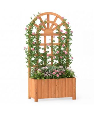 Wooden Raised Garden Bed with Trellis 48 in Outdoor Privacy Screen