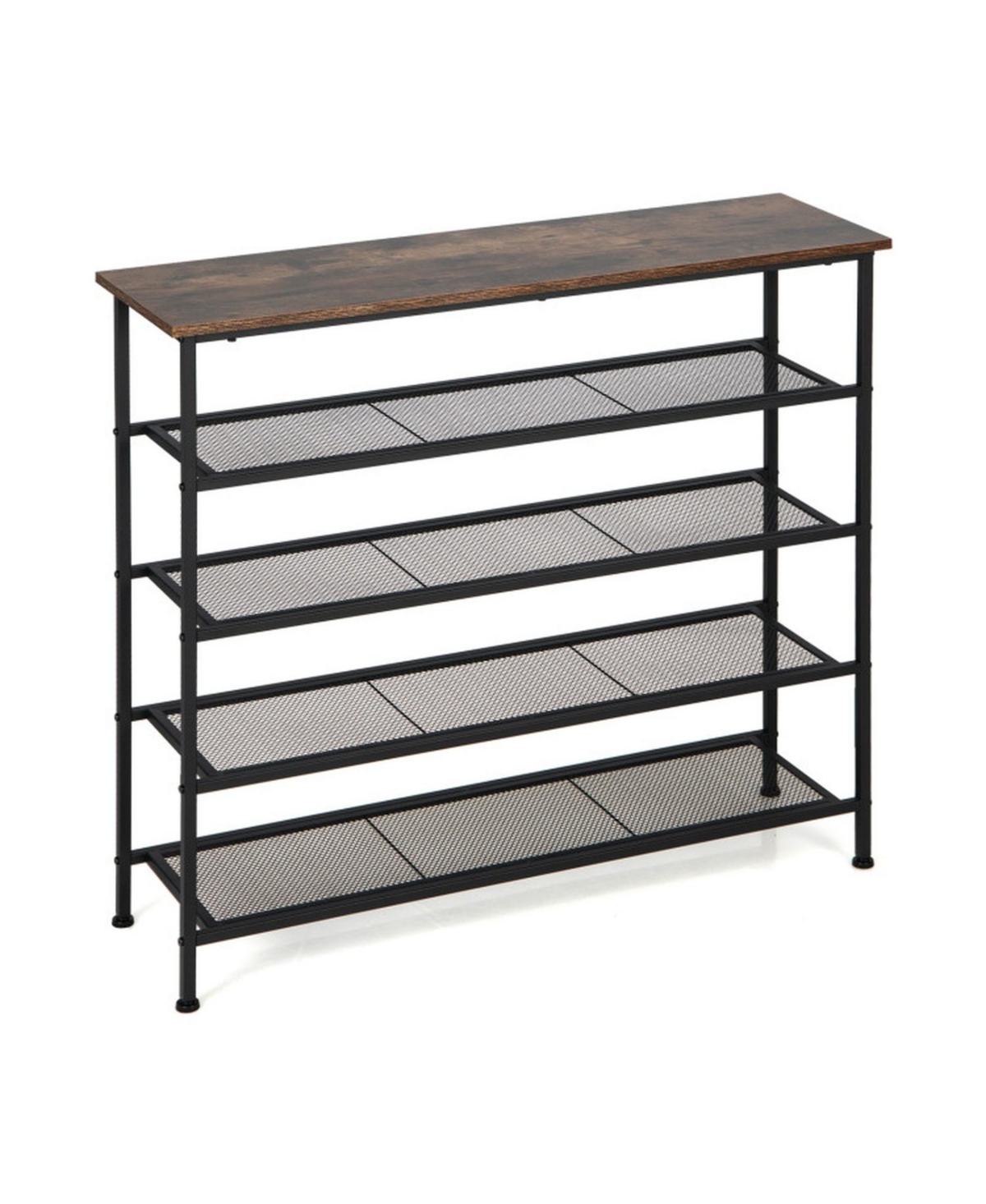 Gouun Industrial 5-Tier Metal Shoe Rack with 4 Mesh Shelves
