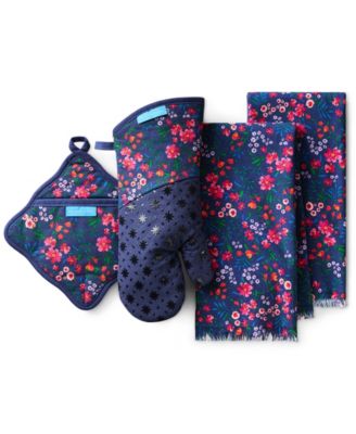 Field Flowers Kitchen Towel, Oven Mitt, and Pot Holder, 4-Pack