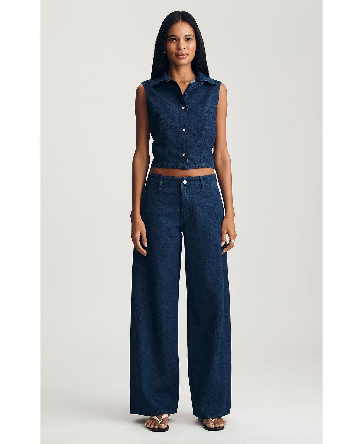 Mavi Jeans Women's Siena High Rise Wide Leg In Chino Dark Linen Denim view 4 — MAYCSS fashion products