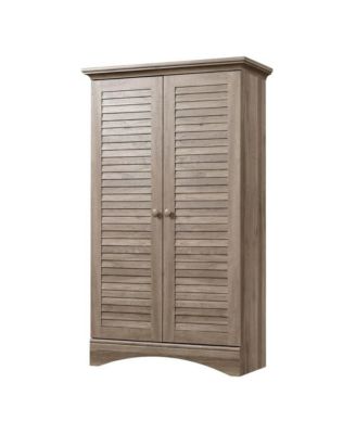 Rustic Salt Oak Finish Storage Cabinet With Coastal Cottage Style
