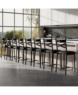 Set of 8 Counter Height Dining Chairs, 26 Inch Upholstered Chairs with Thick Cushion and Backrest for Kitchen Island