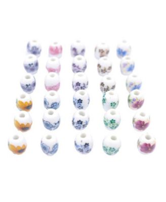 50Piece Set Ceramic Drum-Shaped Loose Beads for DIY Jewelry