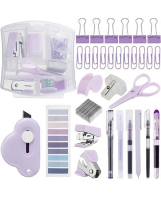 Mini Office Supply Kit with Stapler Tape Dispenser Scissors and Clips