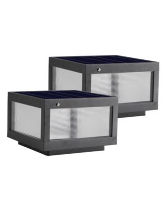 12" Solar Powered LED Post Cap Light, Modern Outdoor LED Fence Light for Pathways, Decks, and Patios (2-Pack)