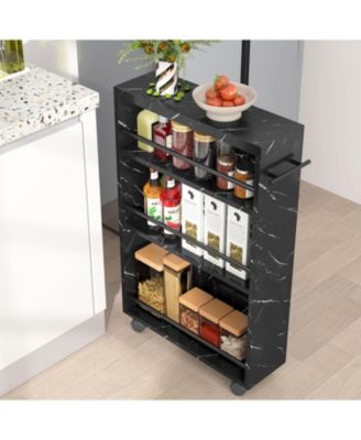 4-Tier Slim Storage Cart, Rolling Kitchen Cart on Wheels for Small Place, Kitchen