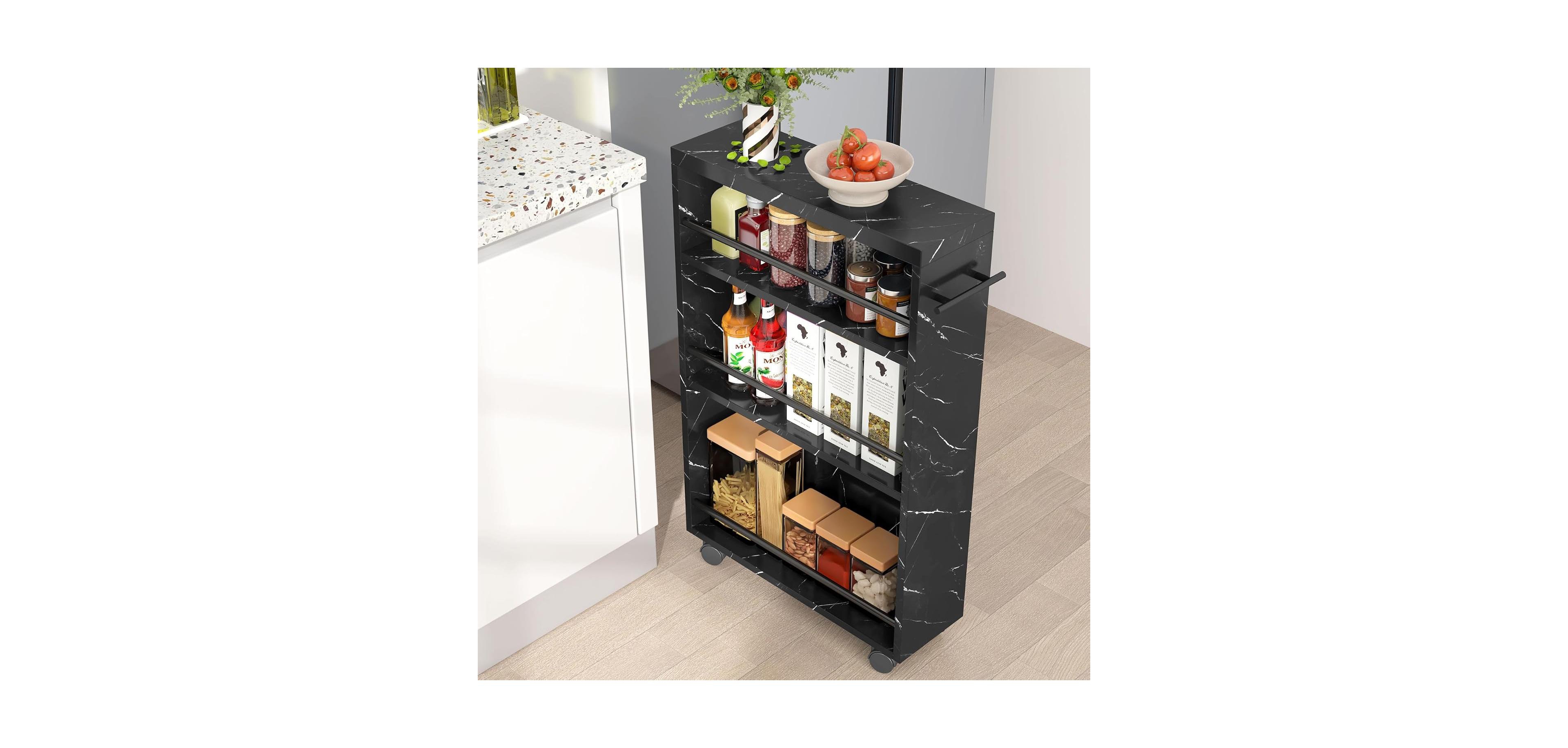Tribesigns 4-Tier Slim Storage Cart, Rolling Kitchen Cart on Wheels for Small Place,