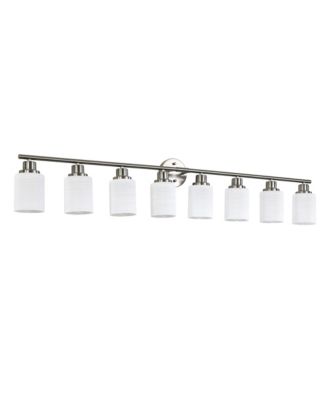 52" Modern 8-Light Vanity Wall Sconce, Brushed Nickel Finish with Frosted Glass Shades for Bathroom or Hallway Lighting