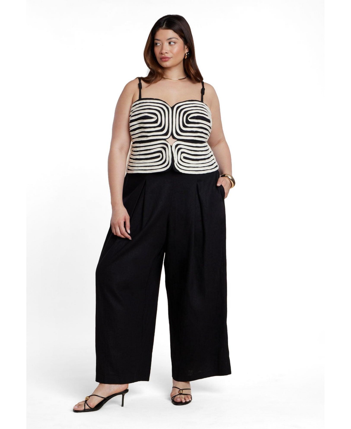 Eloquii Plus Embroidered Pleated Jumpsuit