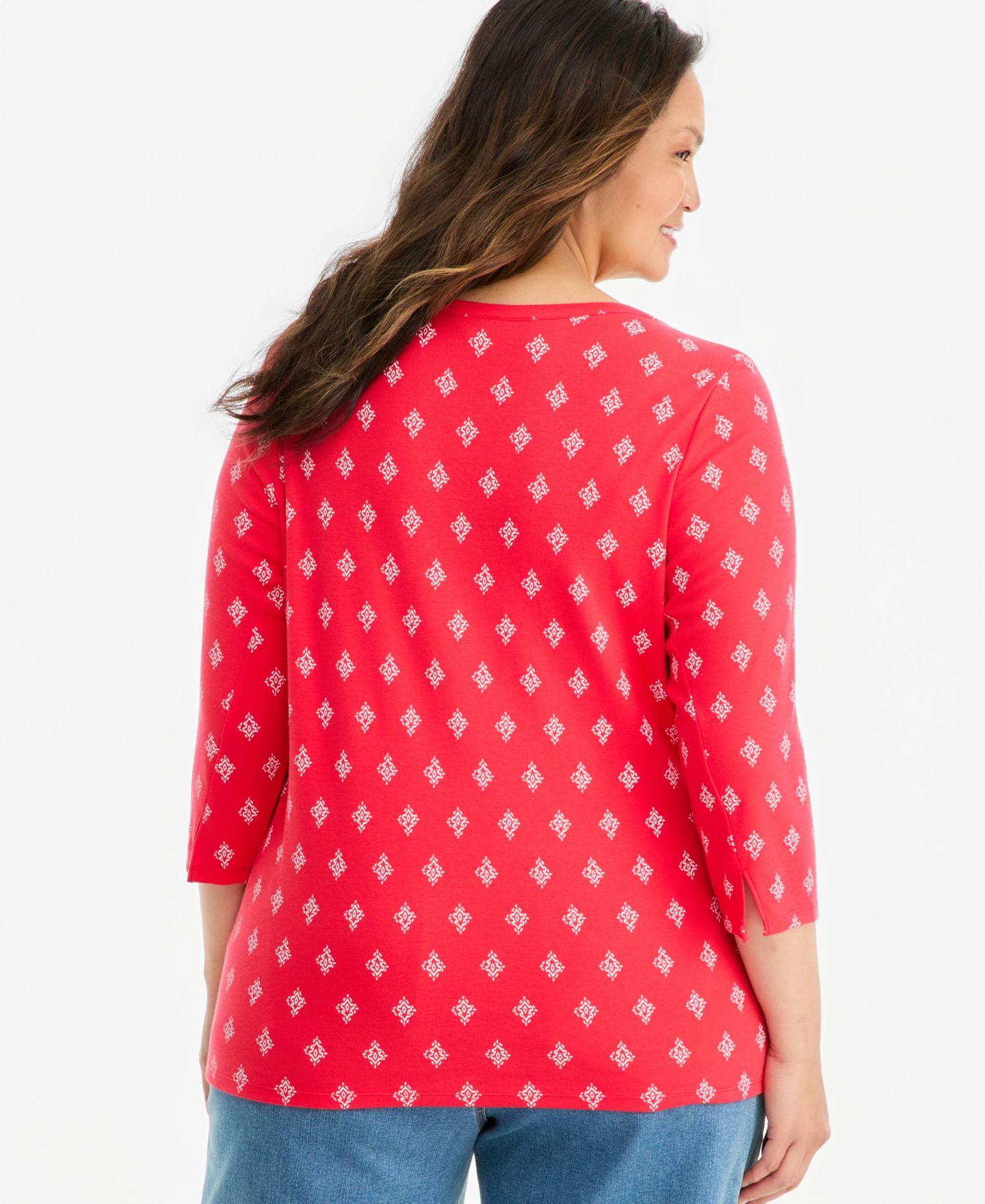 Женский топ Style & Co Plus Size Printed 3/4 Sleeve Boat-Neck, цвет: Lollipop Foil — фото 2