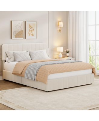 Velvet Upholstered Platform Bed with 4 Storage Drawers – Adjustable Headboard, No Box Spring Needed, Easy Assembly