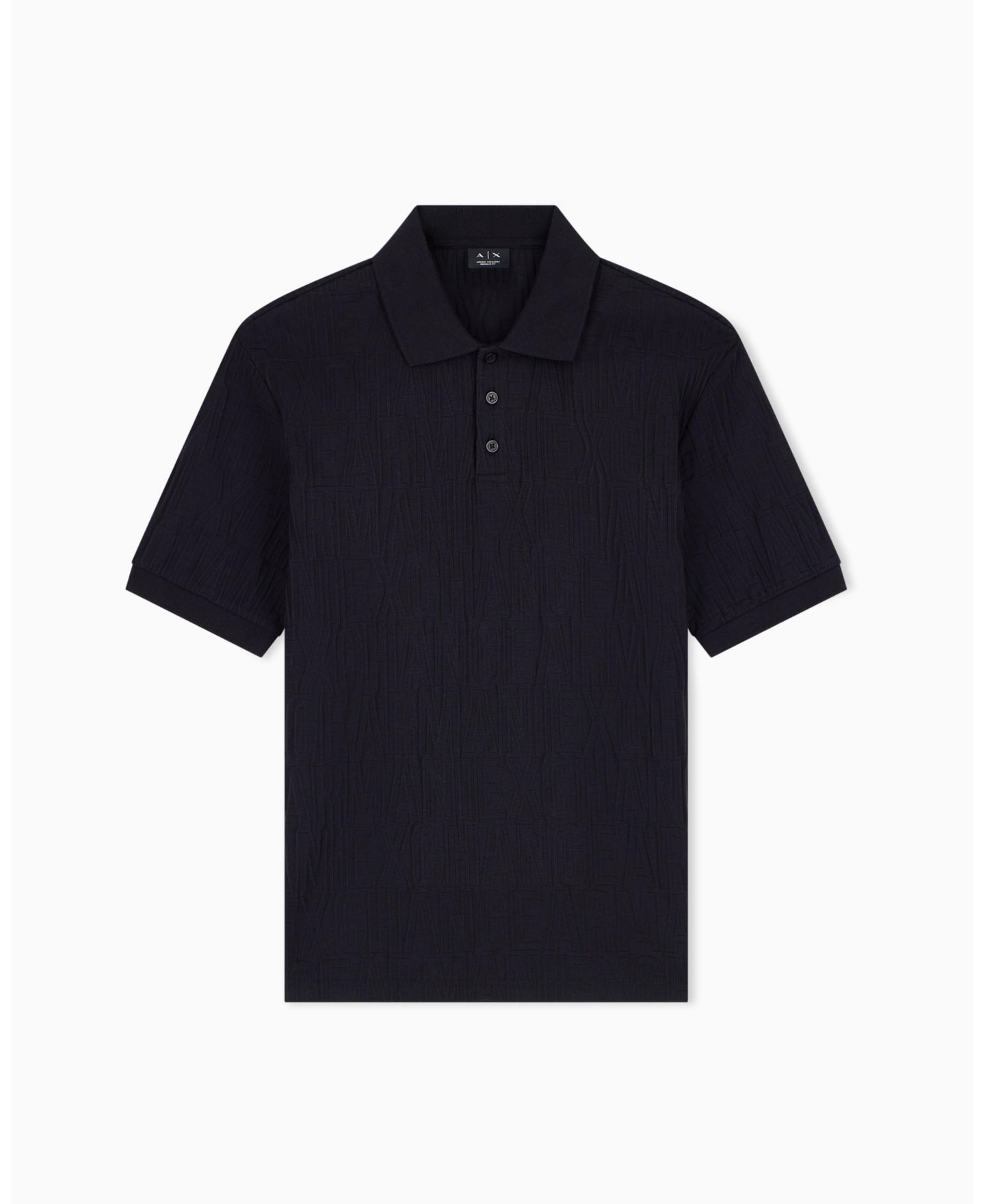 Мужское поло A|X Armani Exchange Mercerized Jacquard Cotton All Over Logo Polo Shirt, цвет: Чёрный — фото 2