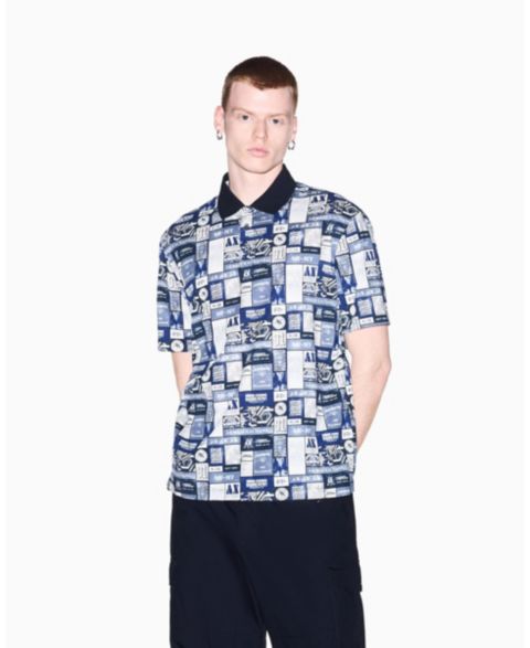 Мужское поло A|X Armani Exchange Collage Logo Polo Shirt, цвет: Молочный белый