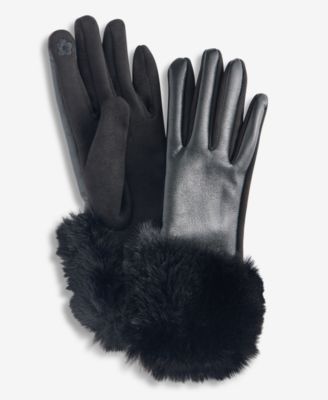 Women's Asymmetrical Faux-Fur-Trim Gloves