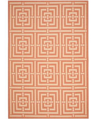 Courtyard CY6937 Terracotta and Cream 5'3" x 7'7" Outdoor Area Rug