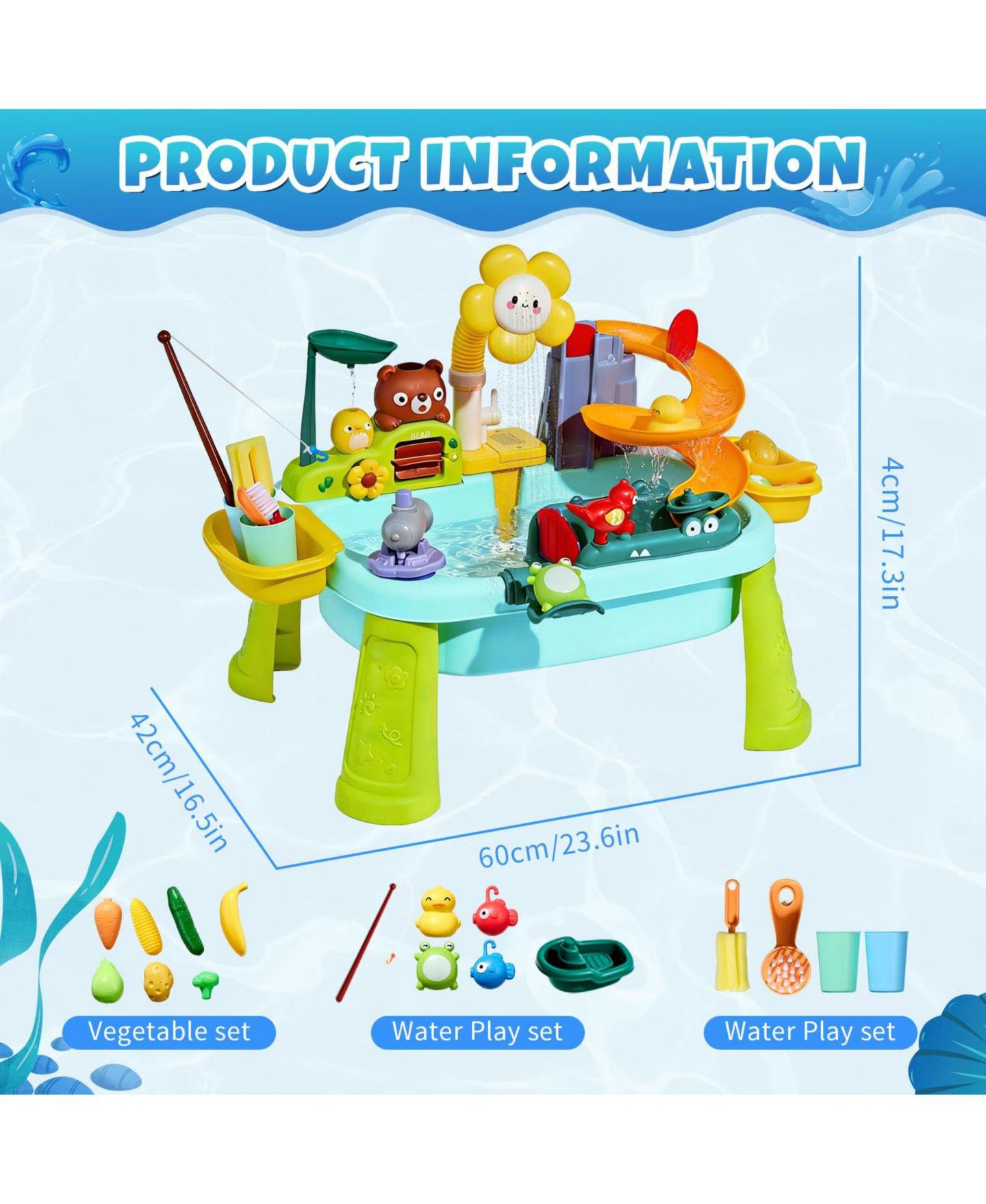 Детская игрушка GNUADZ 4-in-1 Adjustable-Height Electric Sand Water Table, Ages 3+, цвет: Синий — фото 2