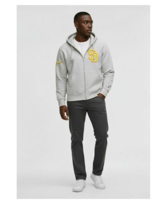 Men's Gray San Diego Padres Reverse Weave Chenille Full-Zip Hoodie