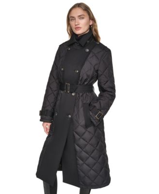 Women's Belted Quilted Trench Coat