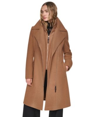 Women's Wool Belted Wrap Coat with Bib