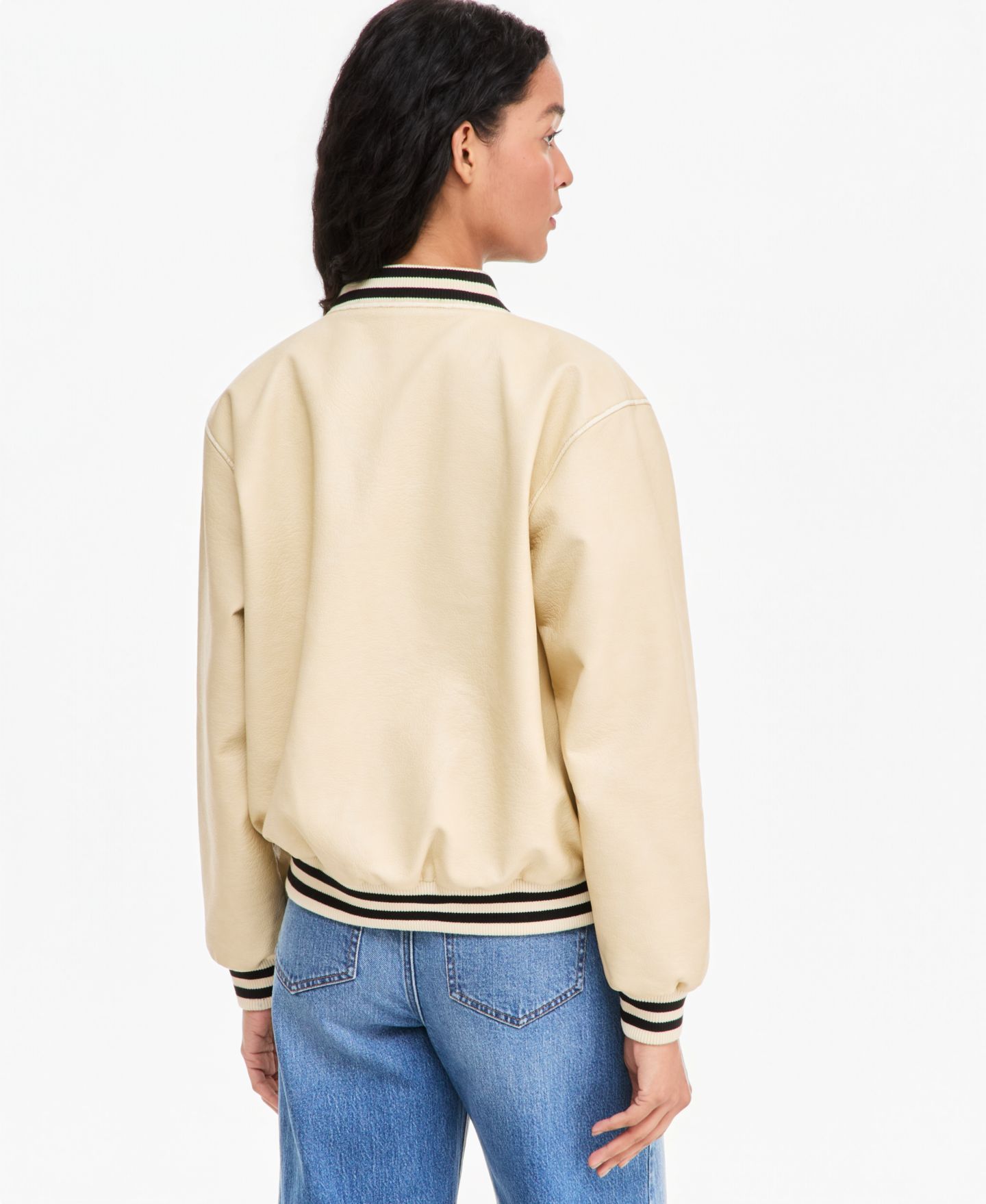 Женская куртка On 34th Faux-Leather Varsity Bomber, цвет: Экрю — фото 2