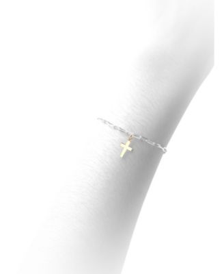 DEVATA Cross Charm Paperclip Chain Bracelet in 14K Gold - Macy's