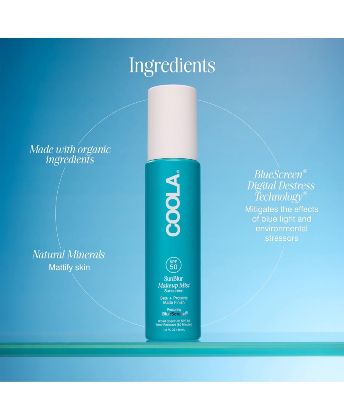 Coola SunBlur Makeup Setting Mist Spf 50, 1.15 oz.