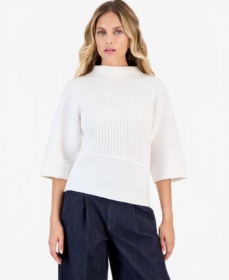 Petite Asymmetrical Mock-Neck Pullover