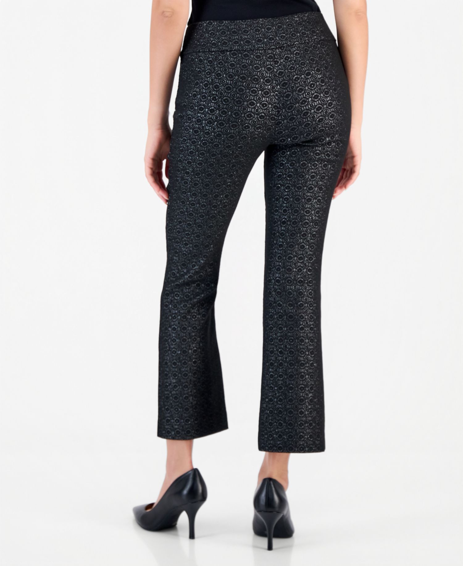 Petite Jacquard Pull-On Bootcut Pants