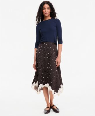 Women's Lace-Trim Handkerchief-Hem Midi Skirt
