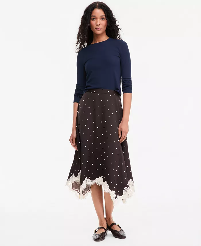 Women's Lace-Trim Handkerchief-Hem Midi Skirt
