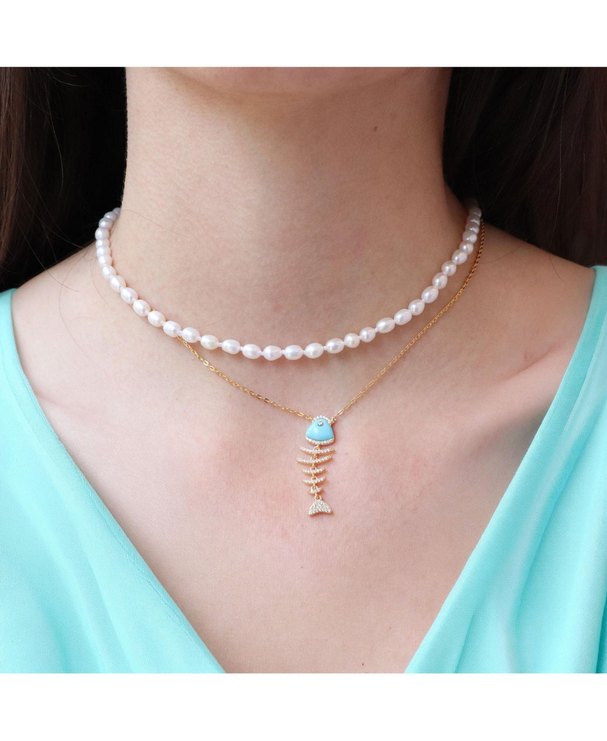 The Lovery Turquoise Fish Necklace 14K Gold-Plated Sterling Silver