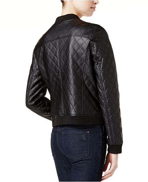Bar III Quilted Faux-Leather Bomber Jacket, Created for Macy's ...