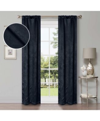 Wave Geometric Washable Room Darkening Blackout Curtains, Set of 2