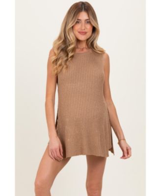 Maternity Mocha Knit Sleeveless Top Shorts Set