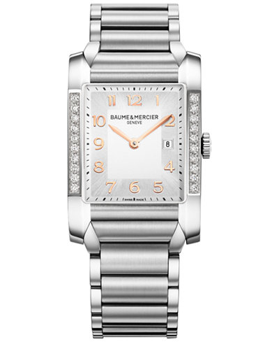 Baume & Mercier Women's Swiss Hampton Diamond (3/8 ct. t.w.) Stainless Steel Bracelet Watch 27x40mm M0A10023