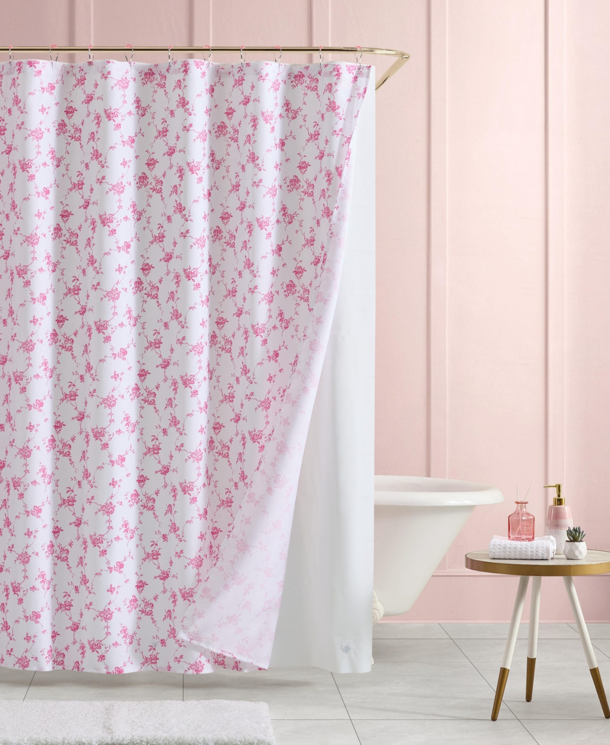 Betsey Johnson Floral Toile Printed Shower Curtain, 72" x 72"