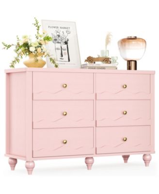 43" Wooden Dresser with 6 Drawer, Closet Storage Cabinet
