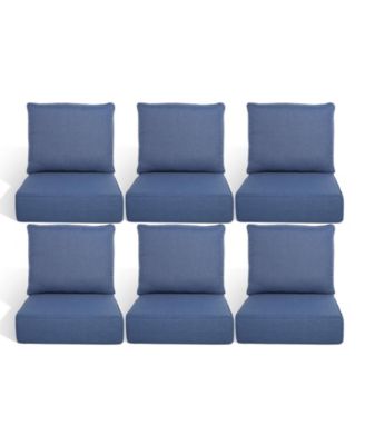6 Pack Outdoor Deep Seat Cushion Set, 6-inch Thicked Waterproof Patio Furniture Cushions with Removable Cover, 8 Colors