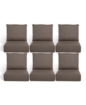 6 Pack Outdoor Deep Seat Cushion Set, 6-inch Thicked Waterproof Patio Furniture Cushions with Removable Cover, 8 Colors
