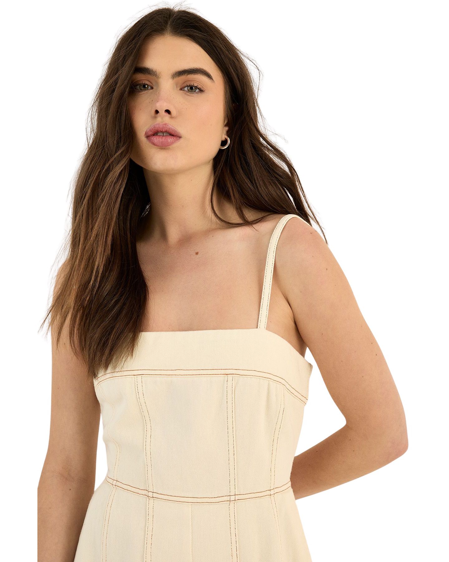 Женский комбинезон Nasty Gal Wide Leg Denim Jumpsuit, цвет: Экрю — фото 5