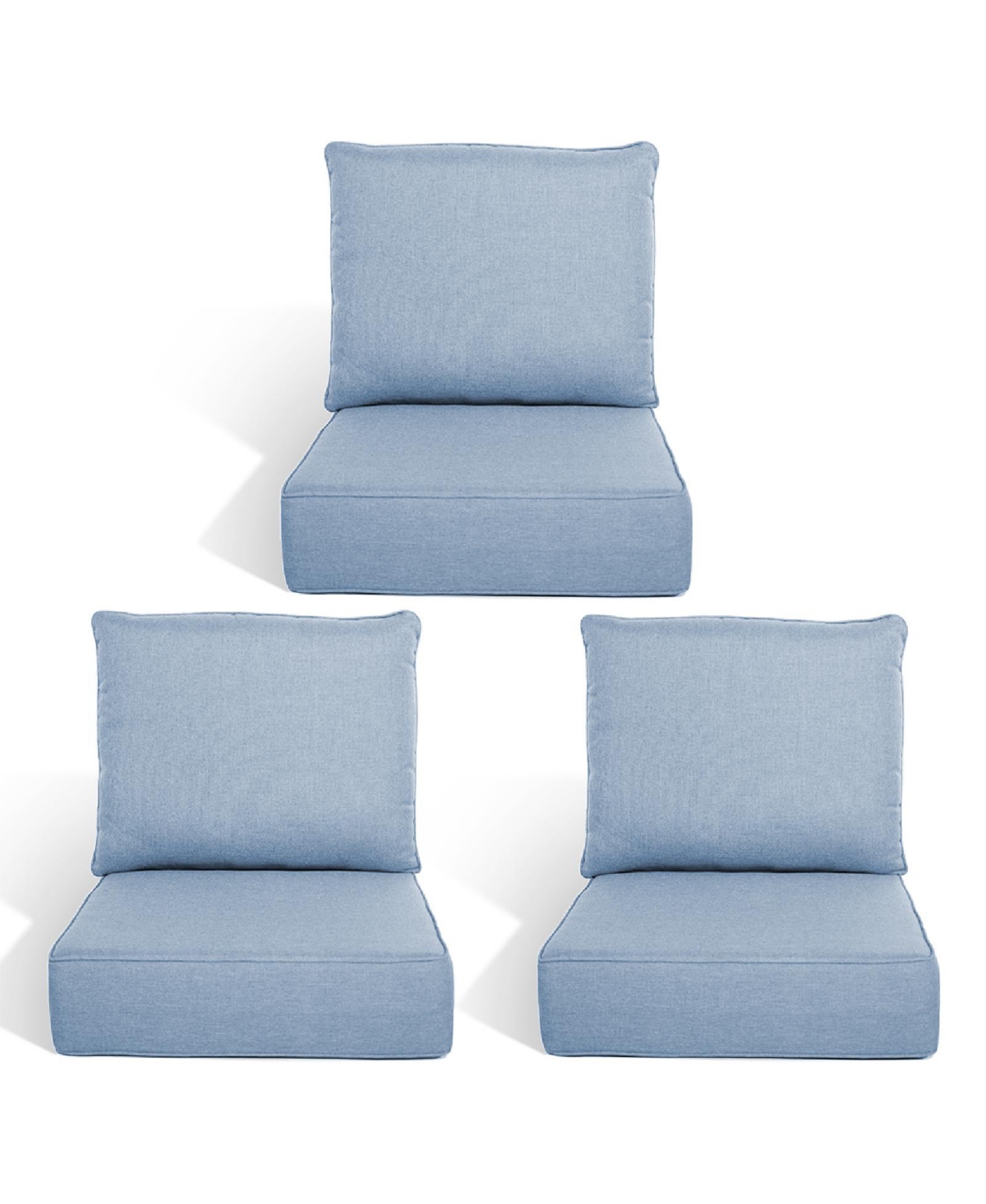 Pocassy Outdoor Deep Seat Cushion Set with 6-inch Thick, 22x24 Inch Water-Resistant and Fade-Resistant Chair Cushions of 3