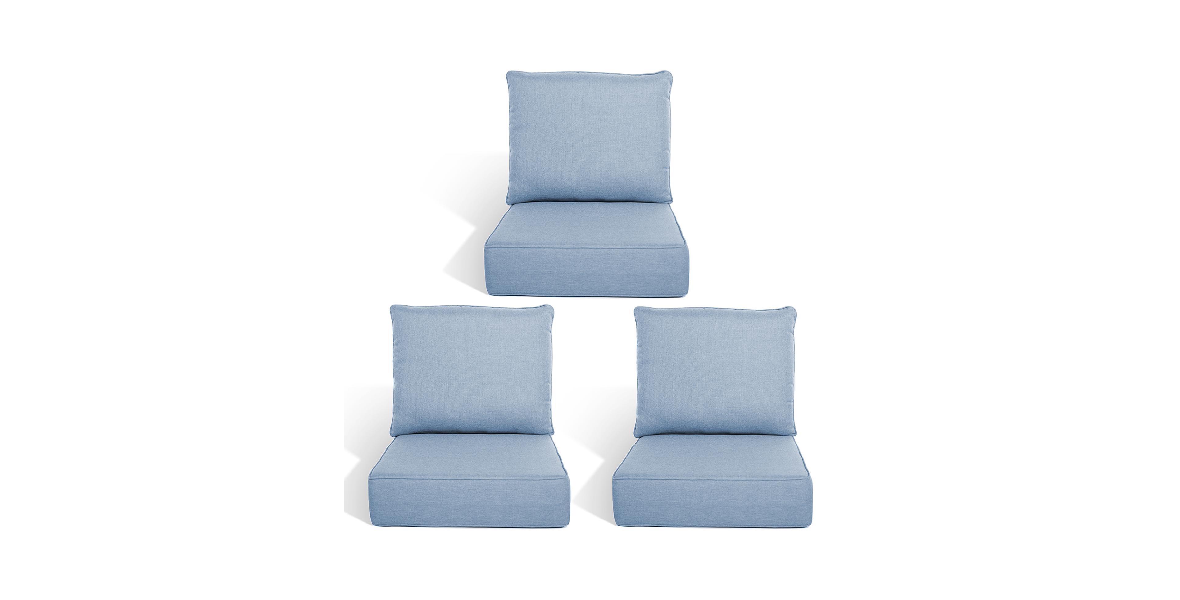 Pocassy Outdoor Deep Seat Cushion Set with 6-inch Thick, 22x24 Inch Water-Resistant and Fade-Resistant Chair Cushions of 3
